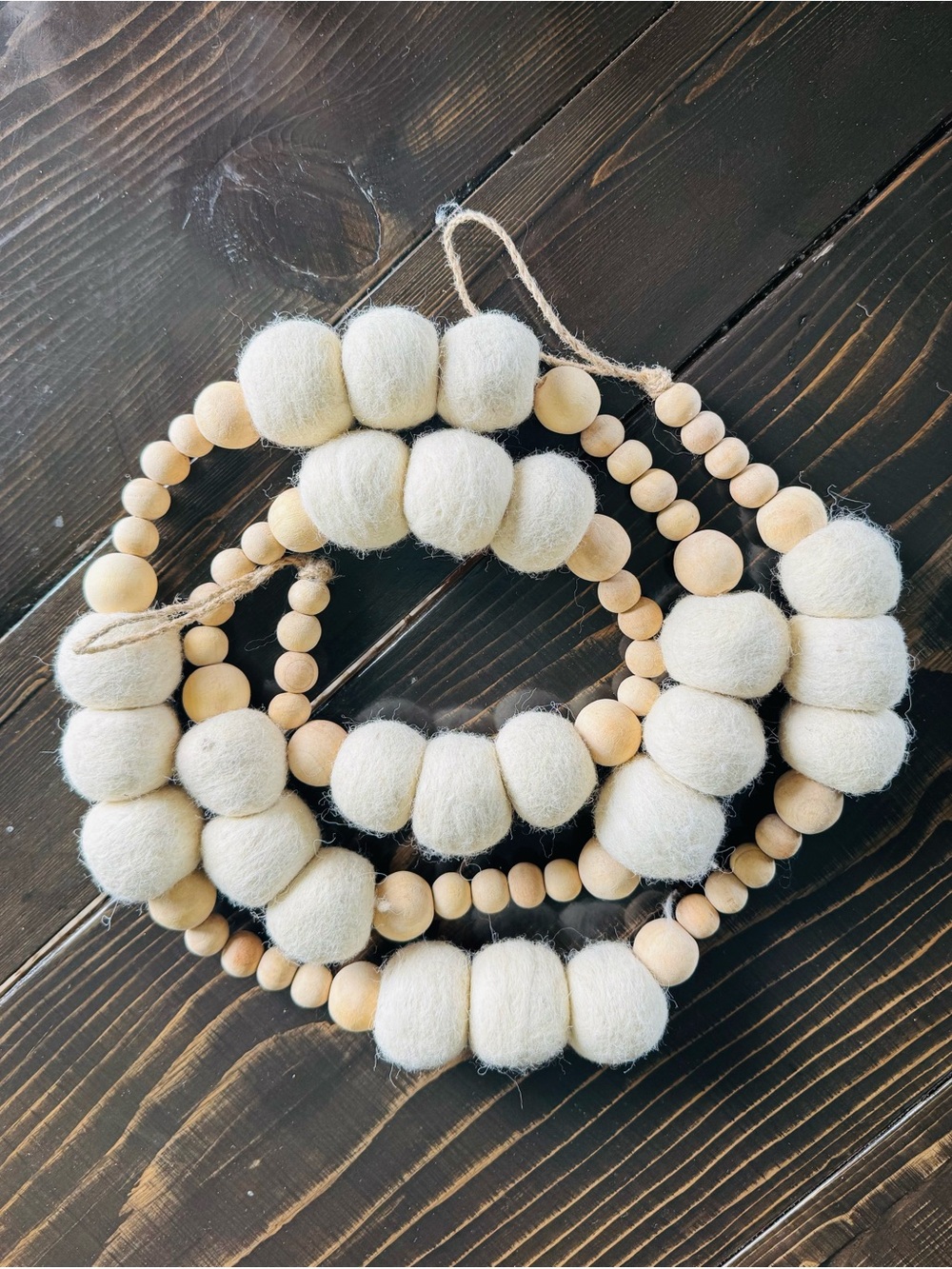 Handmade Wool/ Wood Beaded Garland in Cream - Hobby Lobby